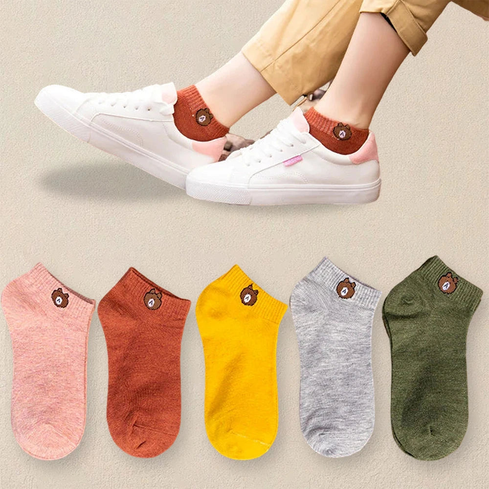 10 pares de calcetines con estampado de dibujos animados para mujer, modernos y versátiles, ligeros, transpirables, cómodos y casuales.