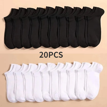 10 pares de calcetines náuticos invisibles de corte bajo para mujer y hombre, de silicona, antideslizantes, de verano, invisibles, hasta el tobillo, de color liso, informales, transpirables.
