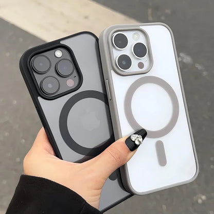 Funda transparente Magsafe de lujo para iPhone 16, 15, 14, 13, 12, 11 Pro, X, XS, XR Max, con carga inalámbrica magnética