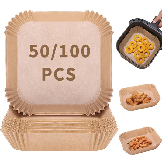 Papel especial para freidora de aire, papel de silicona absorbente de aceite, almohadilla especial para alimentos, platos de papel para el hogar, 50/100 unidades