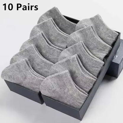 10 pares de calcetines náuticos de poliéster para hombre, nuevo estilo, negros, blancos y grises, para negocios, suaves y transpirables, para verano.