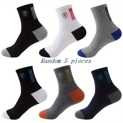 Juego de 5 calcetines deportivos ultra transpirables y elegantes para hombre, de alto rendimiento, para baloncesto y fútbol, ​​a la moda, multipack.