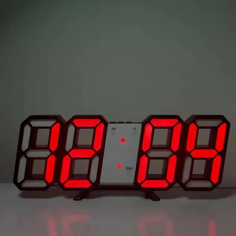 Mini reloj de pared digital LED 3D, reloj de escritorio, despertador electrónico, reloj de pared para sala de estar, temporizador de cocina DIY
