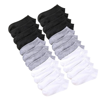 10 pares de calcetines náuticos de poliéster para hombre, nuevo estilo, negros, blancos y grises, para negocios, suaves y transpirables, para verano.