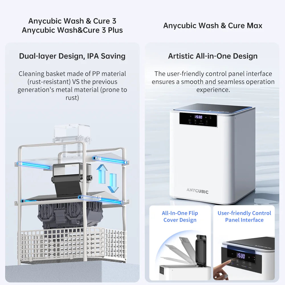 ANYCUBIC Wash&Cure 3/Wash&Cure 3 Plus/Max For 3D Printer Washing Model and Curing Model 2-in-1 For Photon Mono 2/Photon M3 MAX