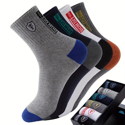 Juego de 5 calcetines deportivos ultra transpirables y elegantes para hombre, de alto rendimiento, para baloncesto y fútbol, ​​a la moda, multipack.