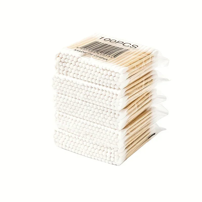 100/500/700/1000 piezas de hisopos de algodón de madera de doble cabezal para limpieza de nariz y orejas, herramientas de maquillaje para mujeres, hisopos de algodón labiales, bastoncillos de algodón para oídos