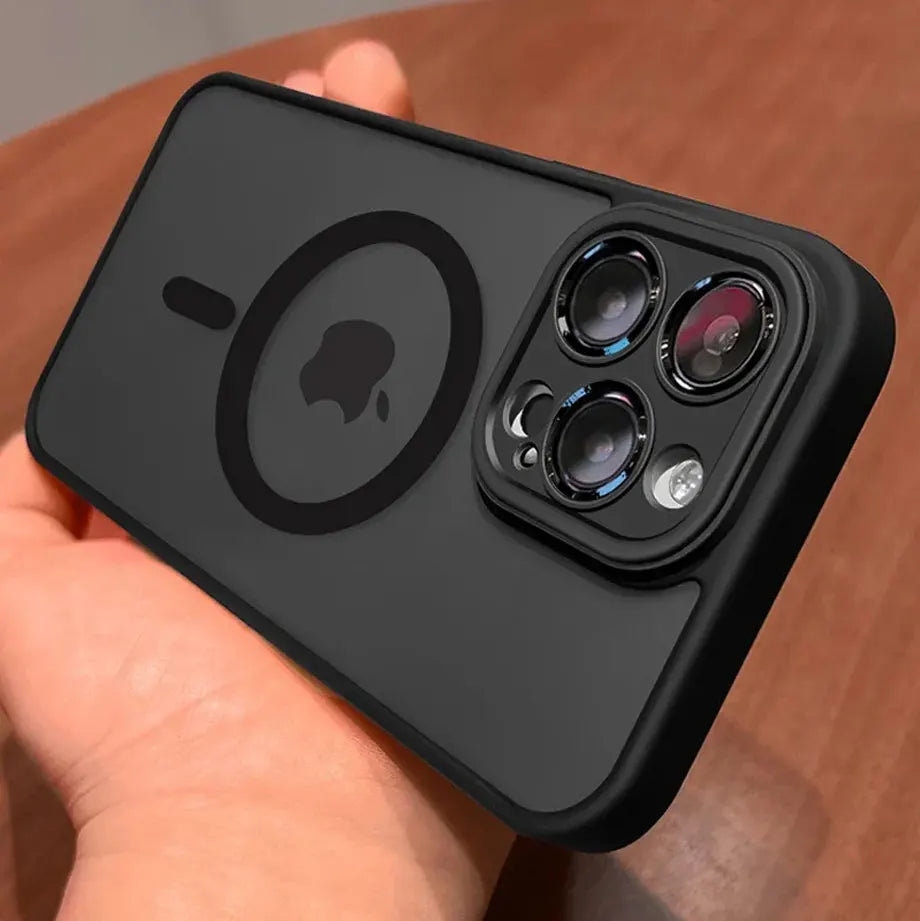 Funda magnética de lujo con carga inalámbrica Magsafe para iPhone 15, 14, 13, 12, 11 Pro Max Plus, armadura translúcida mate, a prueba de golpes