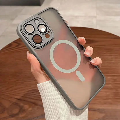Funda magnética de lujo con carga inalámbrica Magsafe para iPhone 15, 14, 13, 12, 11 Pro Max Plus, armadura translúcida mate, a prueba de golpes