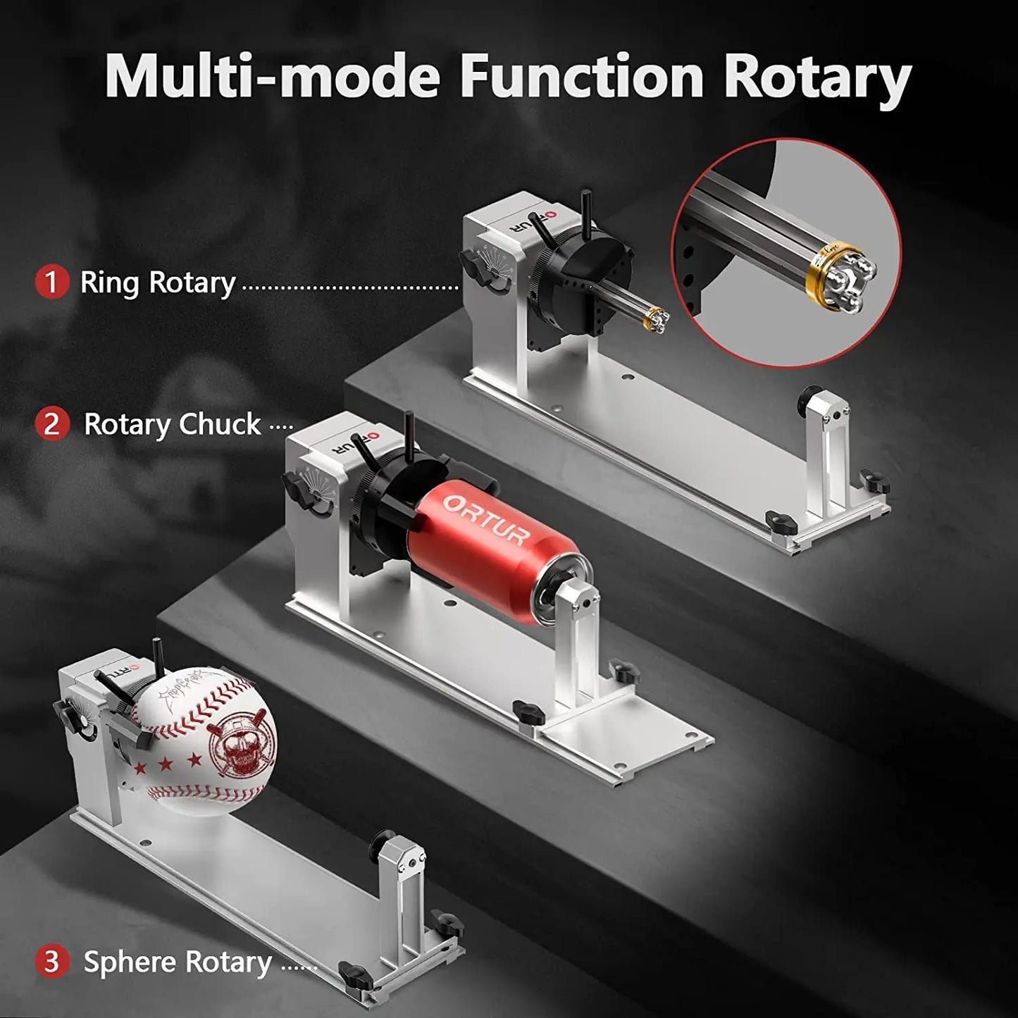 ORTUR 4-in-1 Multi-Function Chuck Laser Engraver Rotary Roller Claw AlgoLaser RR2 For Cylindrical Ring Irregular Ball Object