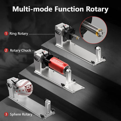 ORTUR 4-in-1 Multi-Function Chuck Laser Engraver Rotary Roller Claw AlgoLaser RR2 For Cylindrical Ring Irregular Ball Object