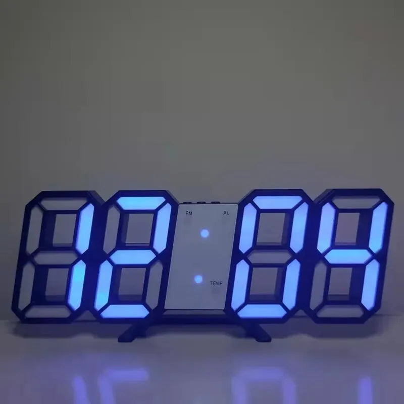 Mini reloj de pared digital LED 3D, reloj de escritorio, despertador electrónico, reloj de pared para sala de estar, temporizador de cocina DIY