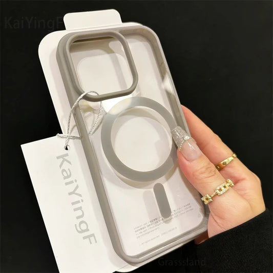 Funda transparente Magsafe de lujo para iPhone 16, 15, 14, 13, 12, 11 Pro, X, XS, XR Max, con carga inalámbrica magnética