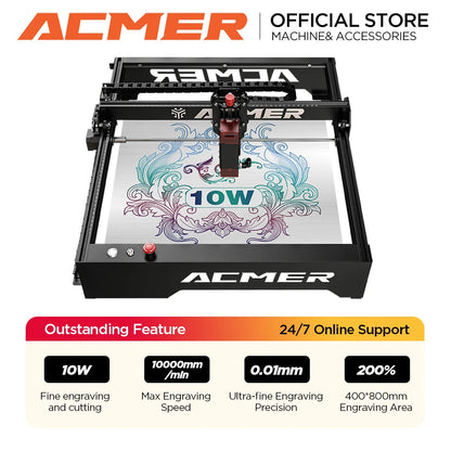 ACMER P1 10W Powerful Laser Engraver Machine With Wifi Control Laser Engraving Cutting Machine for Wood and Metal 400X410mm Size