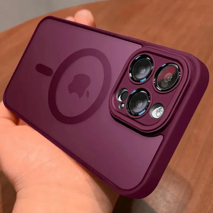 Funda magnética de lujo con carga inalámbrica Magsafe para iPhone 15, 14, 13, 12, 11 Pro Max Plus, armadura translúcida mate, a prueba de golpes