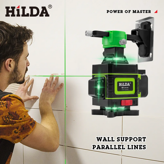 Hilda Laser Level 16 Lines 4D Self-Leveling 360 Horizontal And Vertical Cross Super Powerful Green Laser Beam Line