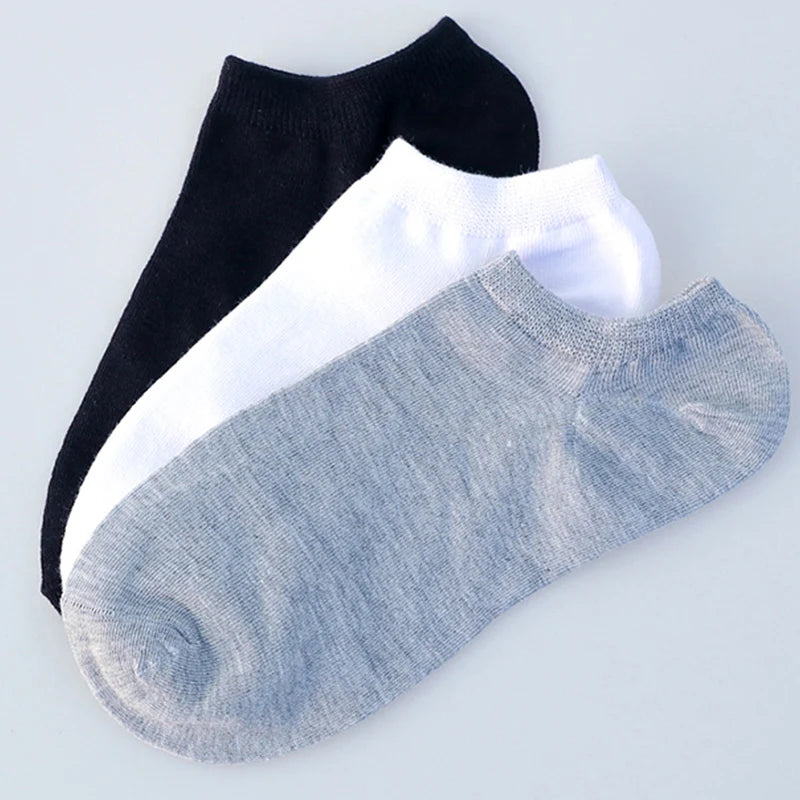 10 pares de calcetines náuticos de negocios sencillos de color blanco y negro para hombre, calcetines casuales transpirables y cómodos.