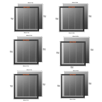 Mesa de trabajo tipo panal para equipos láser ACMER para máquina de corte y grabado láser de CO2 Sculpfun XTOOL (300 x 300/400 x 400/440 x 440 mm)