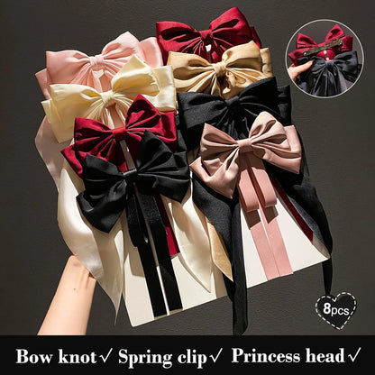 1/2/8Pcs Big Bow Ribbon Hairpin for Women