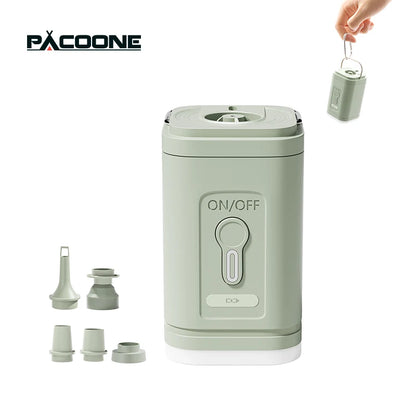 Bomba de aire eléctrica 3 en 1 con luces, minicompresor de aire inalámbrico, carga USB, inflador/desinflador para acampar al aire libre.