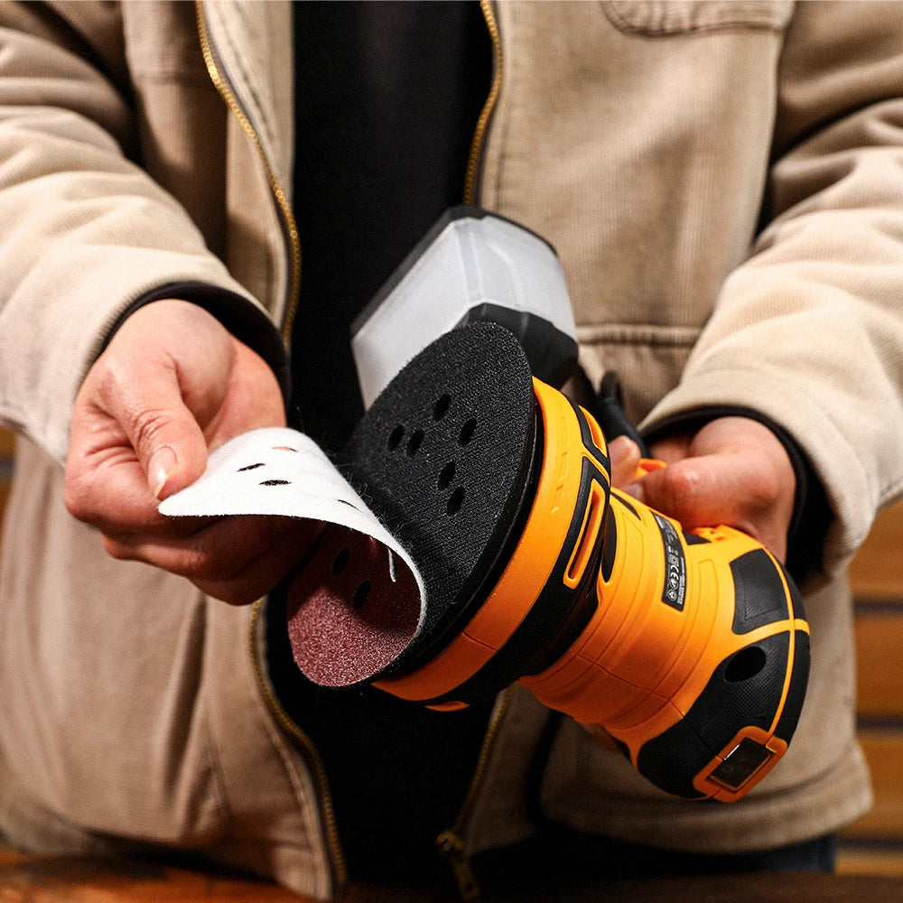 Lijadora orbital aleatoria DEKO DKOS32XL125 de 320 W y 14000 rpm para bricolaje doméstico, carpintero, pulidora con potente recolección de polvo.