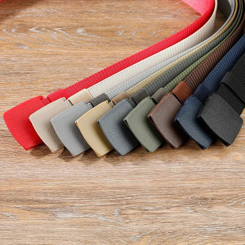 Cinturón táctico para hombre y mujer para viajes al aire libre, hebilla automática de plástico de alta calidad, nuevo cinturón militar de lona de nailon unisex con cinturón largo.