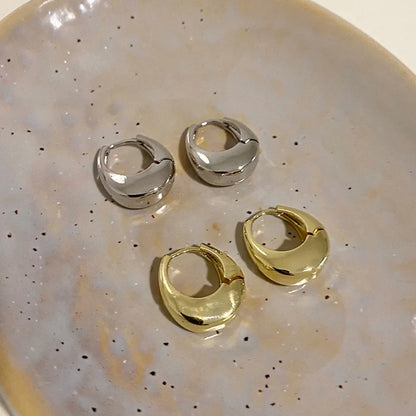 2 pendientes de aro clásicos de metal chapados en oro para mujer, joyería de moda, pendientes de botón de uso diario para niñas.