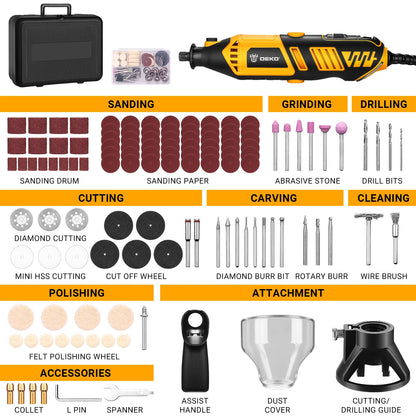 DEKO 220v Rotary Tool Kit Power Hand Rotary Tools Mini for Wood/Metal, Electric Grinder Drill Machine