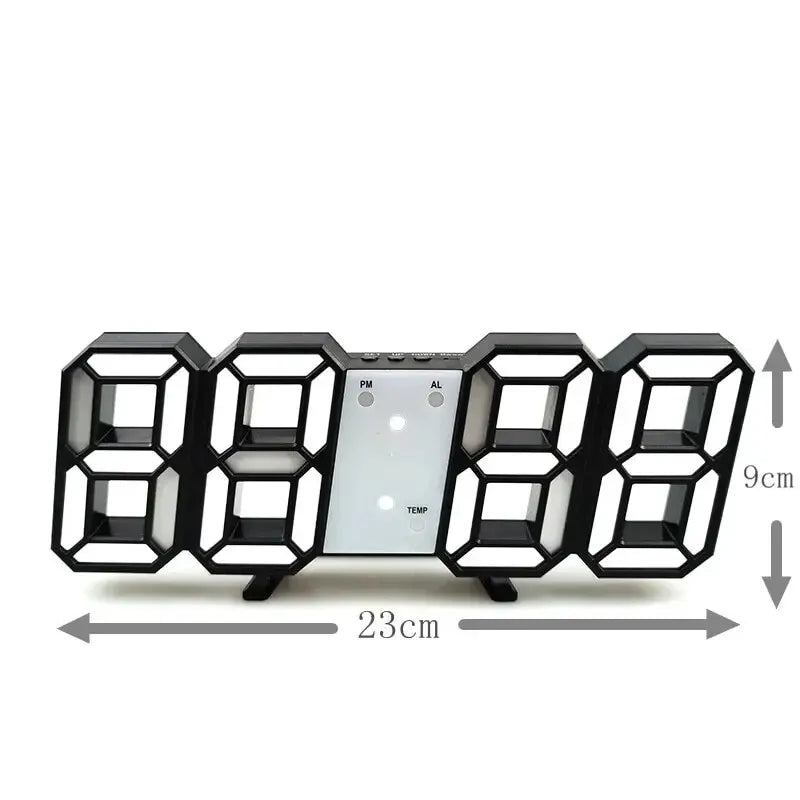 Reloj digital LED 3D luminoso de pared, multifuncional, creativo, con enchufe USB, electrónico, para decoración del hogar.