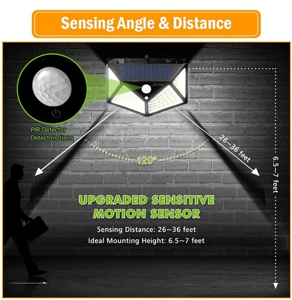 Lámpara solar multifuncional para decoración de jardín al aire libre, luz LED solar, foco impermeable alimentado por luz solar con sensor de movimiento.