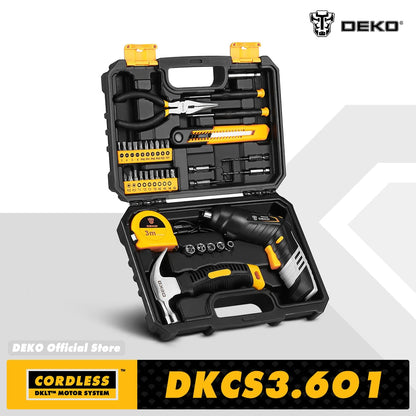 DEKO DKCS3.6O1 Cordless Electric Screwdriver Rechargeable Power battery Screwdriver Twistable Handle LED Torch Power Tool