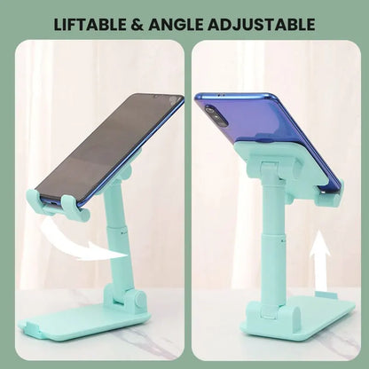 Soporte plegable para teléfono con ángulo y altura ajustables con almohadilla de silicona, apto para escritorio, totalmente plegable y compatible.