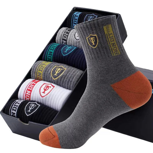 5 pares de calcetines deportivos de otoño e invierno para hombre, ideales para el tiempo libre en verano, transpirables, ligeros y absorbentes.