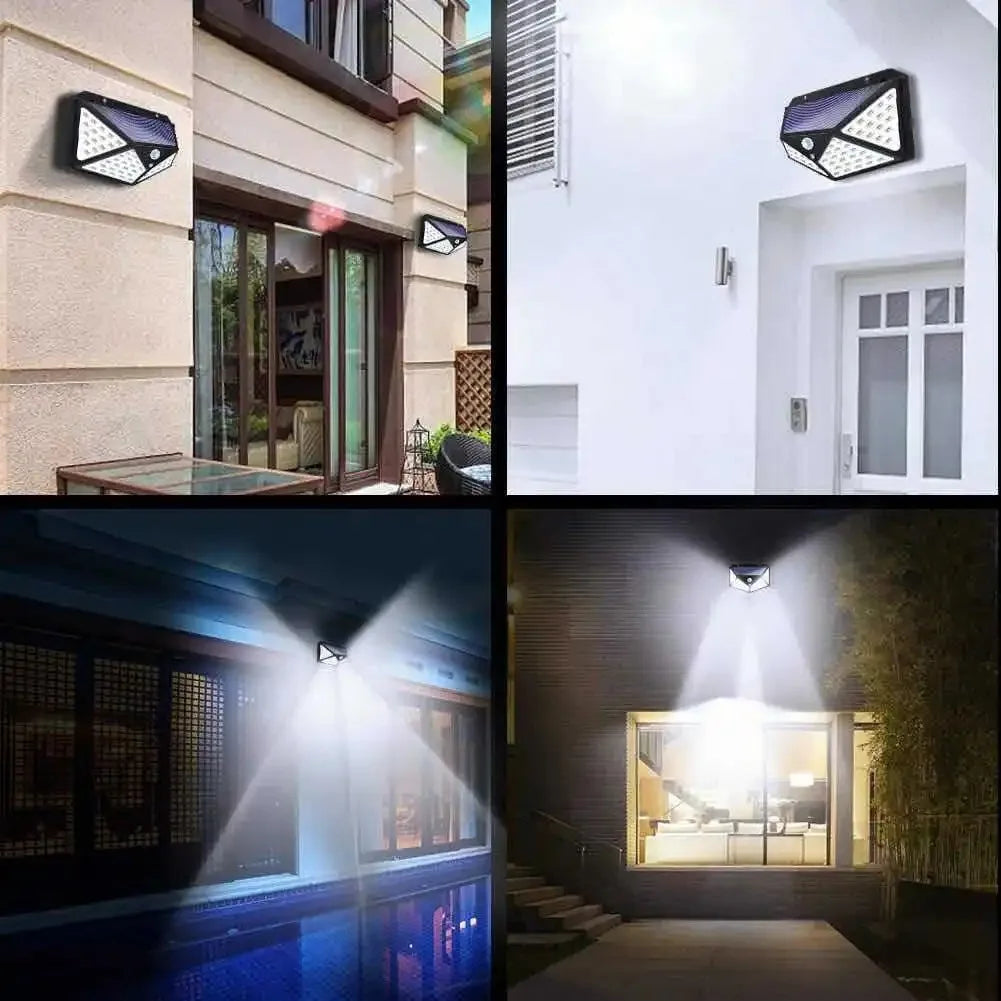 6 unidades de 100 reflectores LED, lámpara solar con sensor de movimiento, decoración para jardín al aire libre, iluminación con sensor LED solar, foco impermeable.
