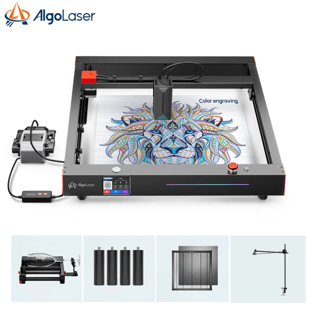 AlgoLaser Delta 22W HD 3.5-inch Touch Screen All-In-One Laser Engraver Machine with Smart Camera, Rotary, Laser Bed, Enclosure