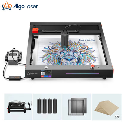 AlgoLaser Delta 22W HD 3.5-inch Touch Screen All-In-One Laser Engraver Machine with Smart Camera, Rotary, Laser Bed, Enclosure