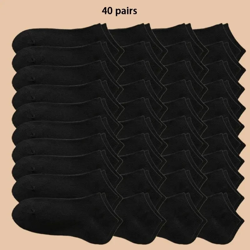 10/40 pares de calcetines náuticos para hombre, deportivos, de negocios, con absorción del sudor, para verano y otoño, de color liso, antibolitas, versátiles, hasta el tobillo.