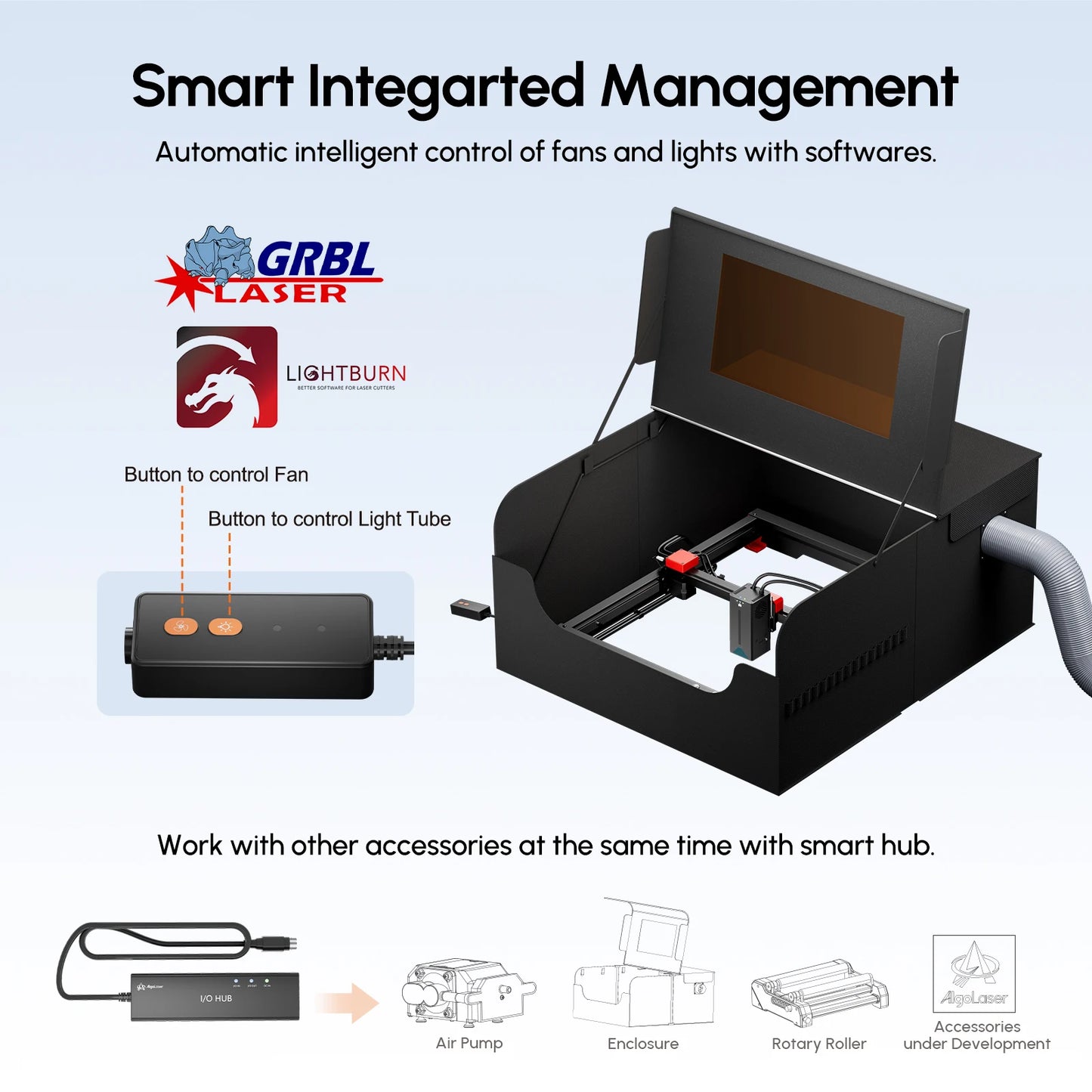 AlgoLaser Delta 22W HD 3.5-inch Touch Screen All-In-One Laser Engraver Machine with Smart Camera, Rotary, Laser Bed, Enclosure