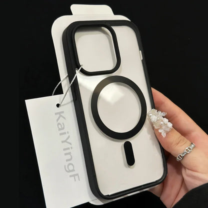Funda transparente Magsafe de lujo para iPhone 16, 15, 14, 13, 12, 11 Pro, X, XS, XR Max, con carga inalámbrica magnética