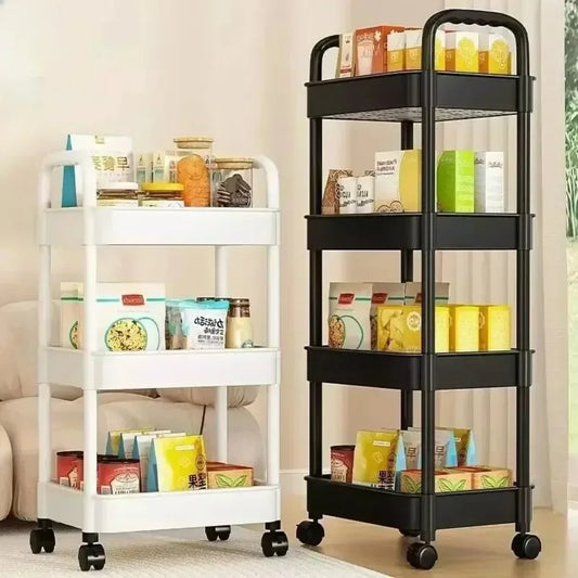 Estante de almacenamiento móvil con ruedas, carrito organizador de alta capacidad, estantería para dormitorio y baño.