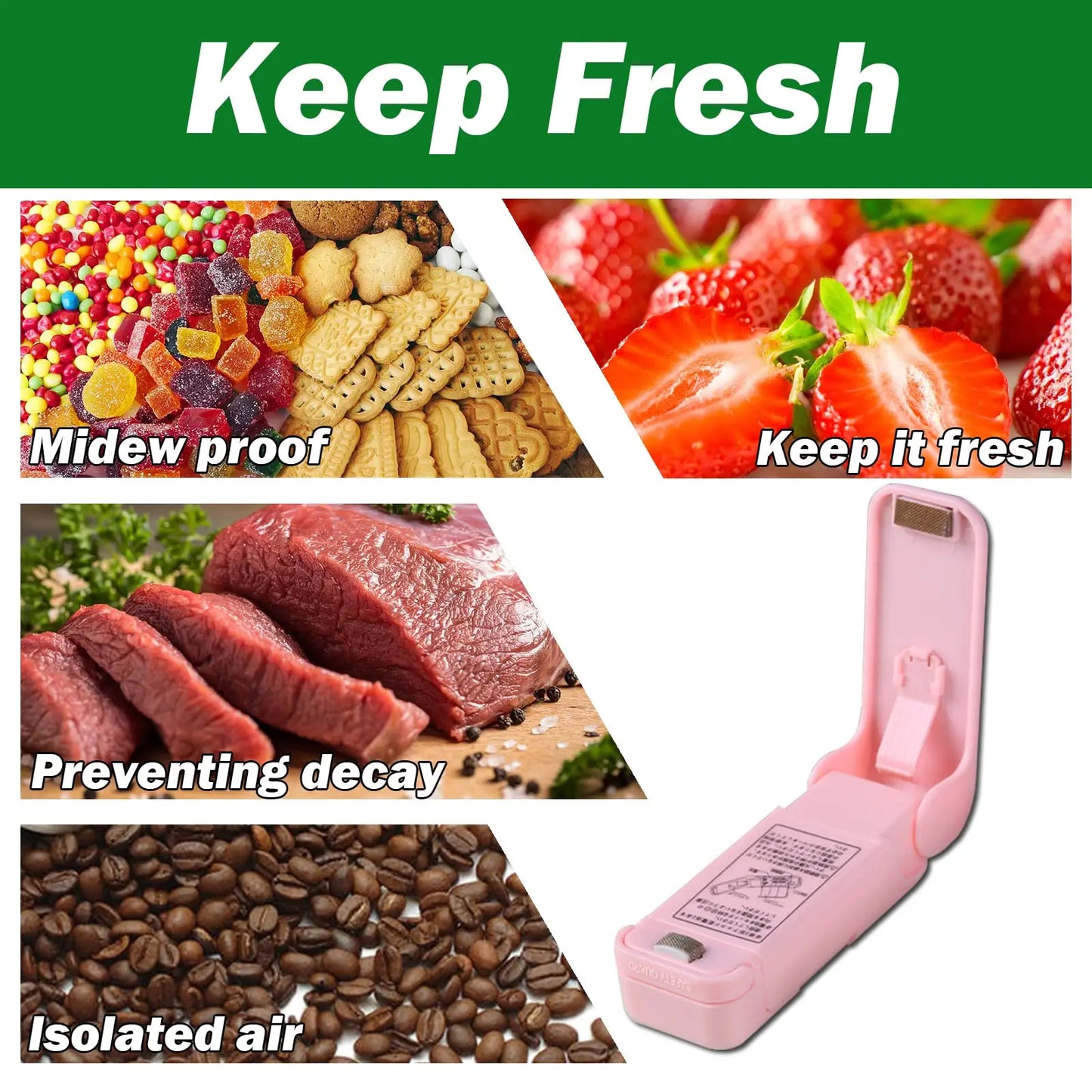 1pc Abs Material Multi-Functional Sealer Aa Battery-Powered Can Seal Potato Chips Instant Noodles And Any Other Plastic Bags