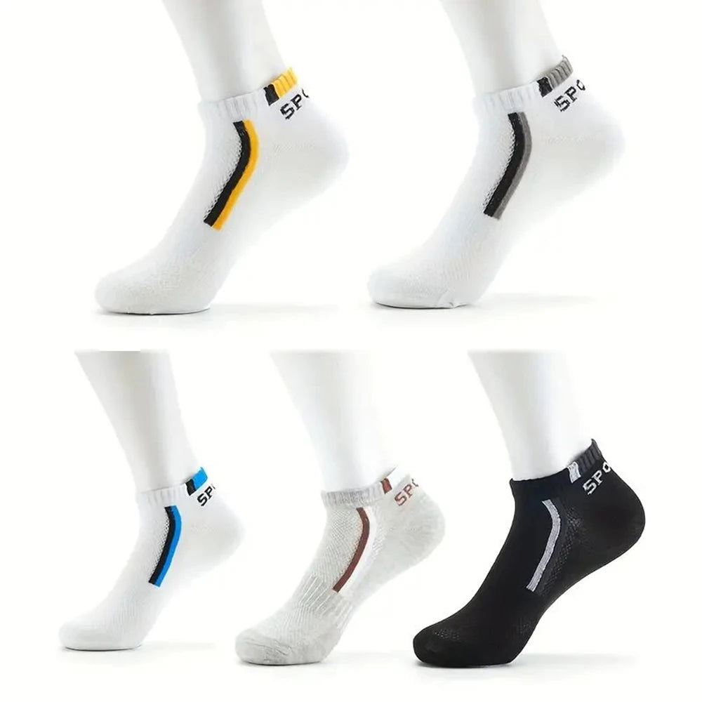 10 pares de calcetines náuticos para hombre, deportivos, de negocios, con absorción del sudor, para verano y otoño, de color liso, antibolitas, versátiles, de tobillo bajo.