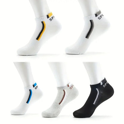10 pares de calcetines náuticos para hombre, deportivos, de negocios, con absorción del sudor, para verano y otoño, de color liso, antibolitas, versátiles, de tobillo bajo.