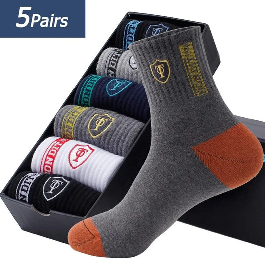 5 pares de calcetines deportivos para hombre, de primavera y otoño, absorbentes del sudor, cómodos, finos y transpirables, para baloncesto.