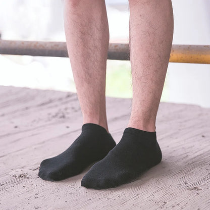 10 pares de calcetines náuticos de negocios sencillos de color blanco y negro para hombre, calcetines casuales transpirables y cómodos.