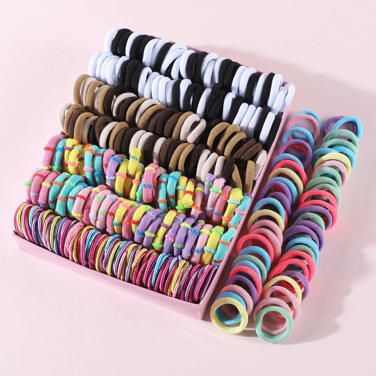 Juego de 250/300 bandas elásticas de nailon para el pelo de colores para niñas, accesorios para el cabello para niñas.