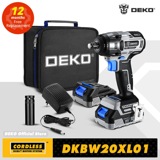 【World Premiere】DEKO 20V MAX Cordless Brushless Wrench 350N.m High Torque Electric Impact Wrench Power Tools (DKBW20XL01)
