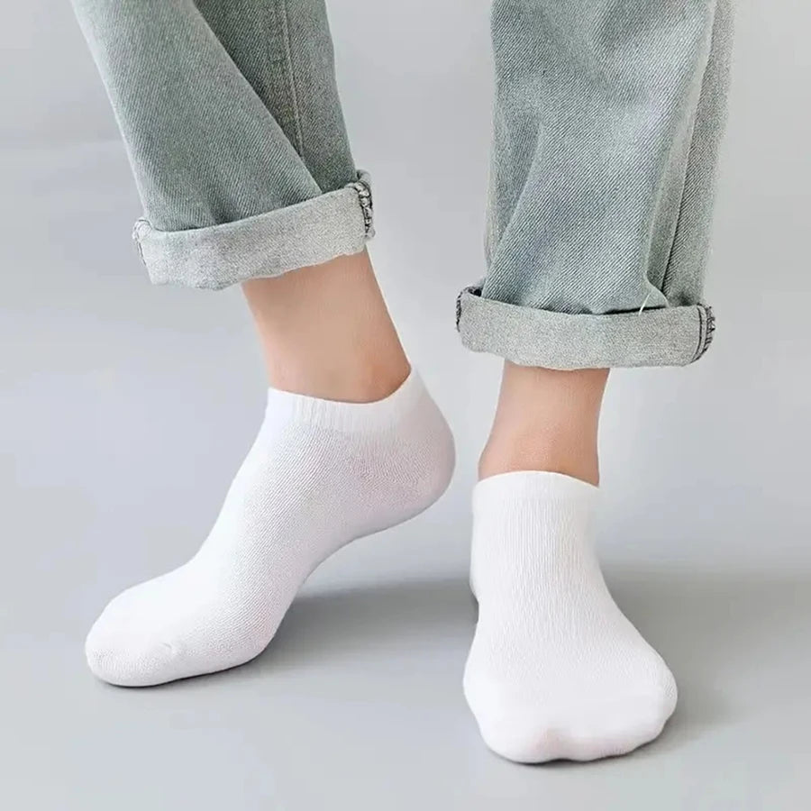 10/40 pares de calcetines náuticos para hombre, deportivos, de negocios, con absorción del sudor, para verano y otoño, de color liso, antibolitas, versátiles, hasta el tobillo.