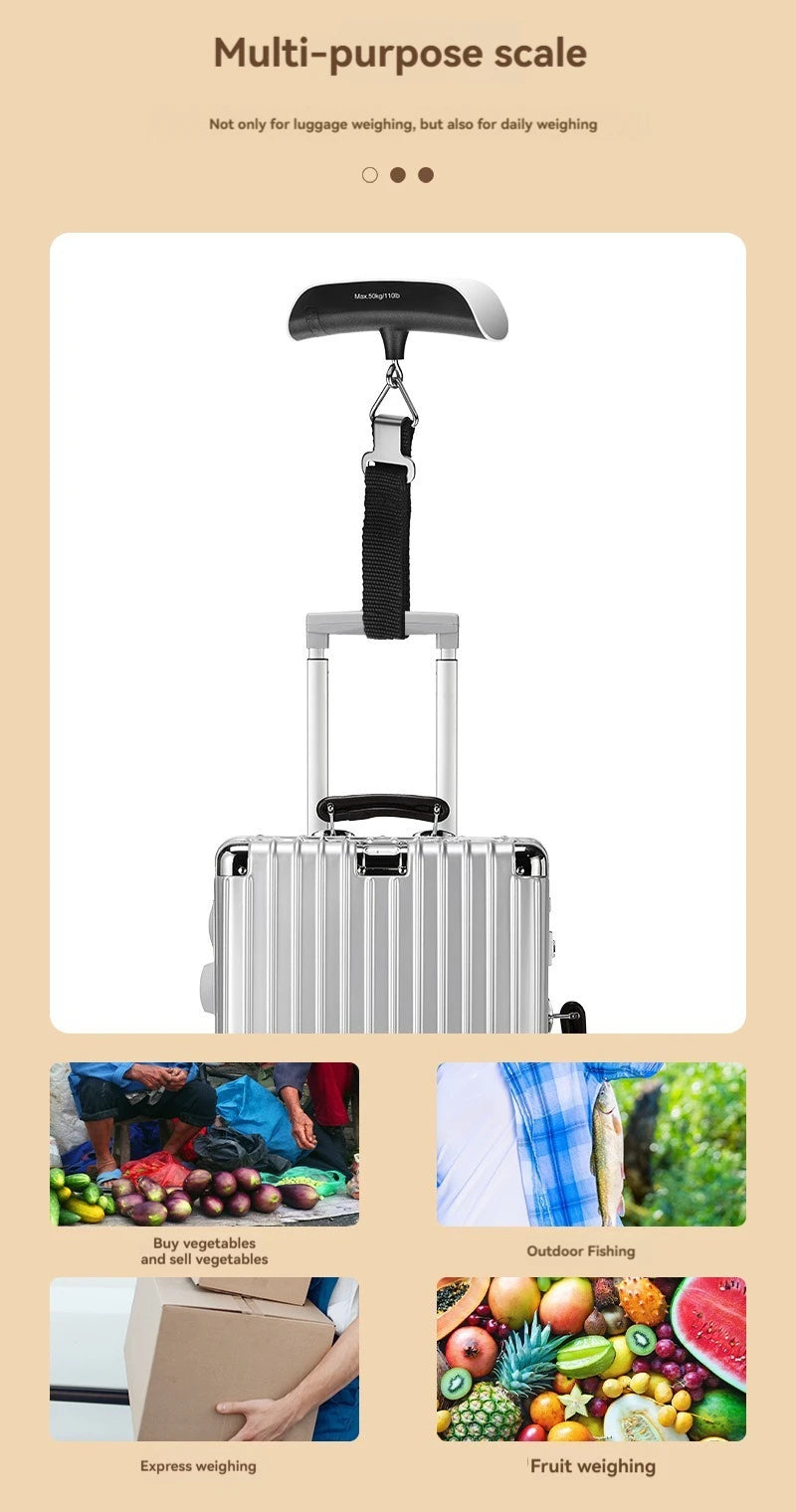 Tragbare Waage mit digitalem LCD-Display, elektronische Waage, Gewicht des Koffers, Reisewaage, Gepäckgewicht-Balance-Tool, 110 lb/50 kg