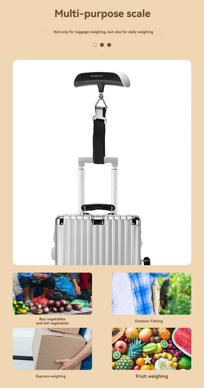 Tragbare Waage mit digitalem LCD-Display, elektronische Waage, Gewicht des Koffers, Reisewaage, Gepäckgewicht-Balance-Tool, 110 lb/50 kg